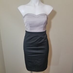 H&M WOMEN TAN & BLACK STrapless party dress Sz 4